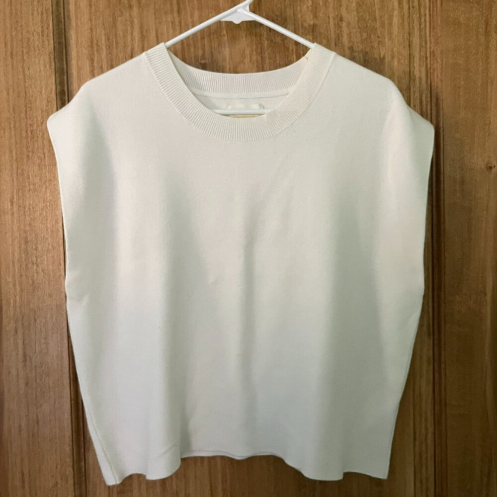 Anthropologie | Maeve Noah Sleeveless Muscle Sweater Tank | Cream, Large - Picture 2 of 9